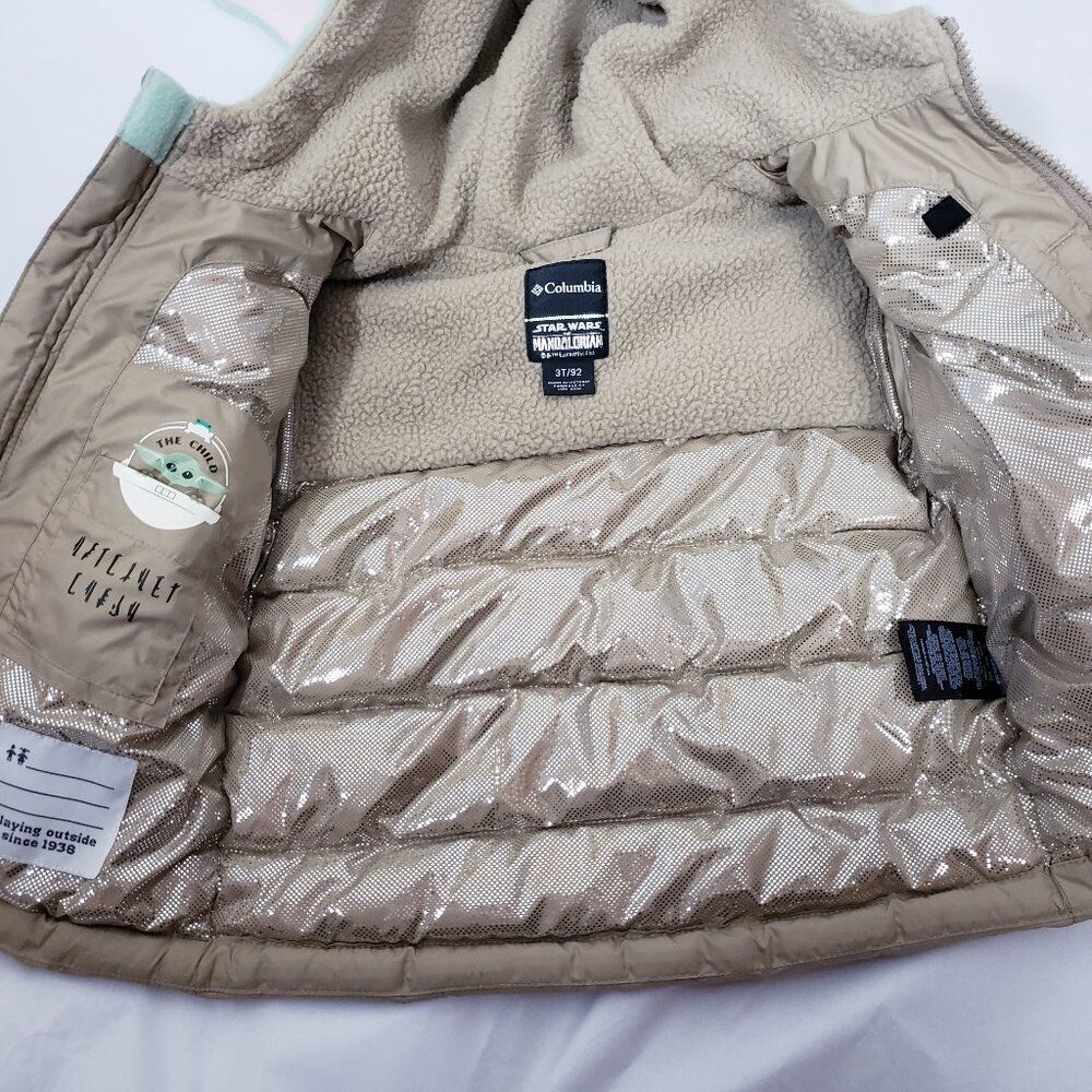 Columbia Stars Wars Mandalorian Toddler Coat Size 3T Omni Heat Baby Yoda Brown - Picture 6 of 14